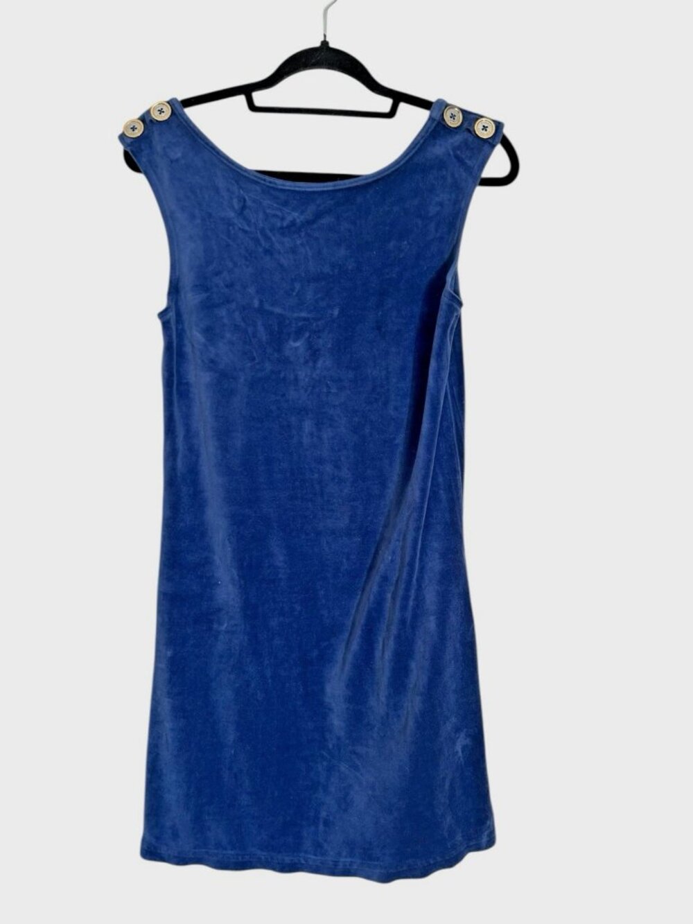 Juicy Couture Y2K Velour Sleeveless Jumper Dress Button Cotton Blend Medium